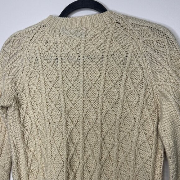 Vintage Aran Style  Fisherman Rustic Cable Knit Wool Button Down Cardigan - Picture 7 of 12
